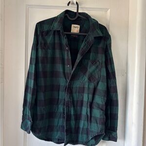 TNA green and black cotton flannel long sleeve shirt